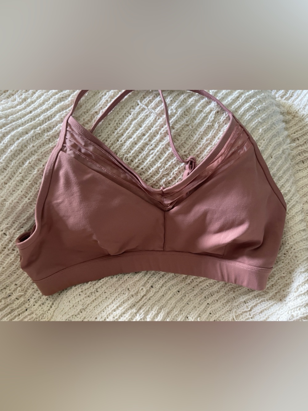 ALO Yoga Dusty Rose Strappy Light-Support Sports Bra - Large